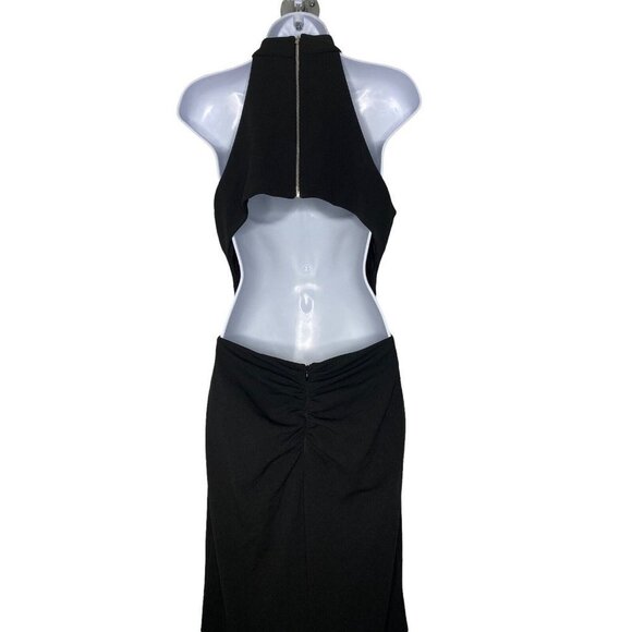 AQUA FORMAL Womens Black Stretch Zippered Halter Full-Length Formal Dress SZ 8 - Picture 5 of 11